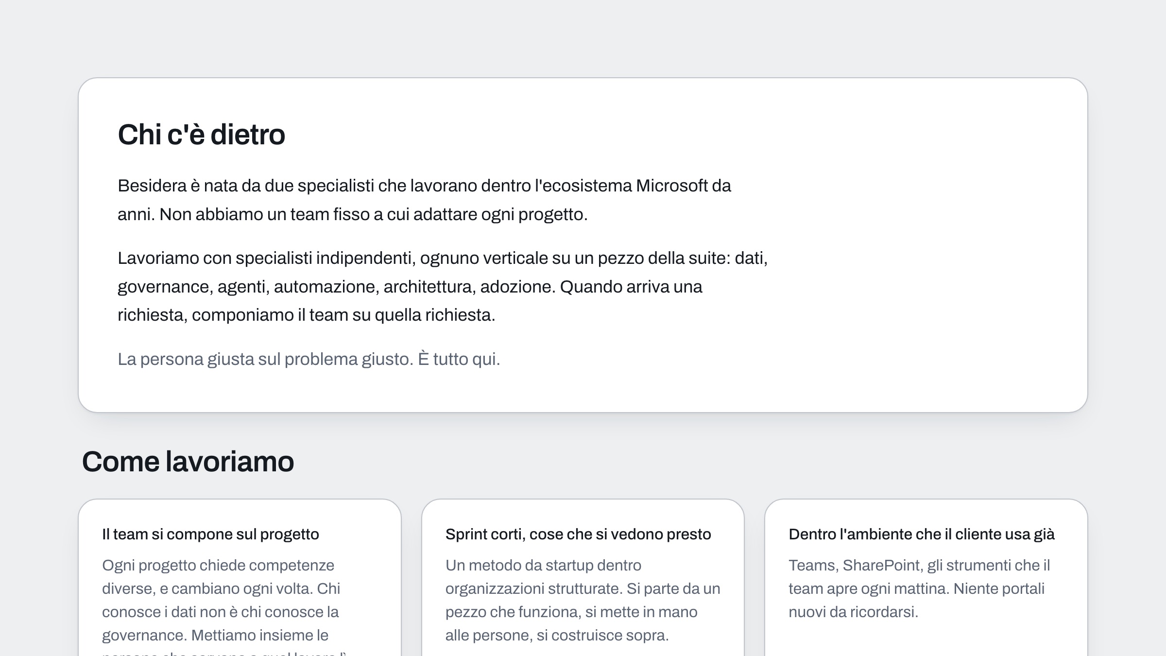 La piattaforma Besidera: la pagina con cui uno specialista si fa conoscere, con la scheda delle sue competenze e certificazioni